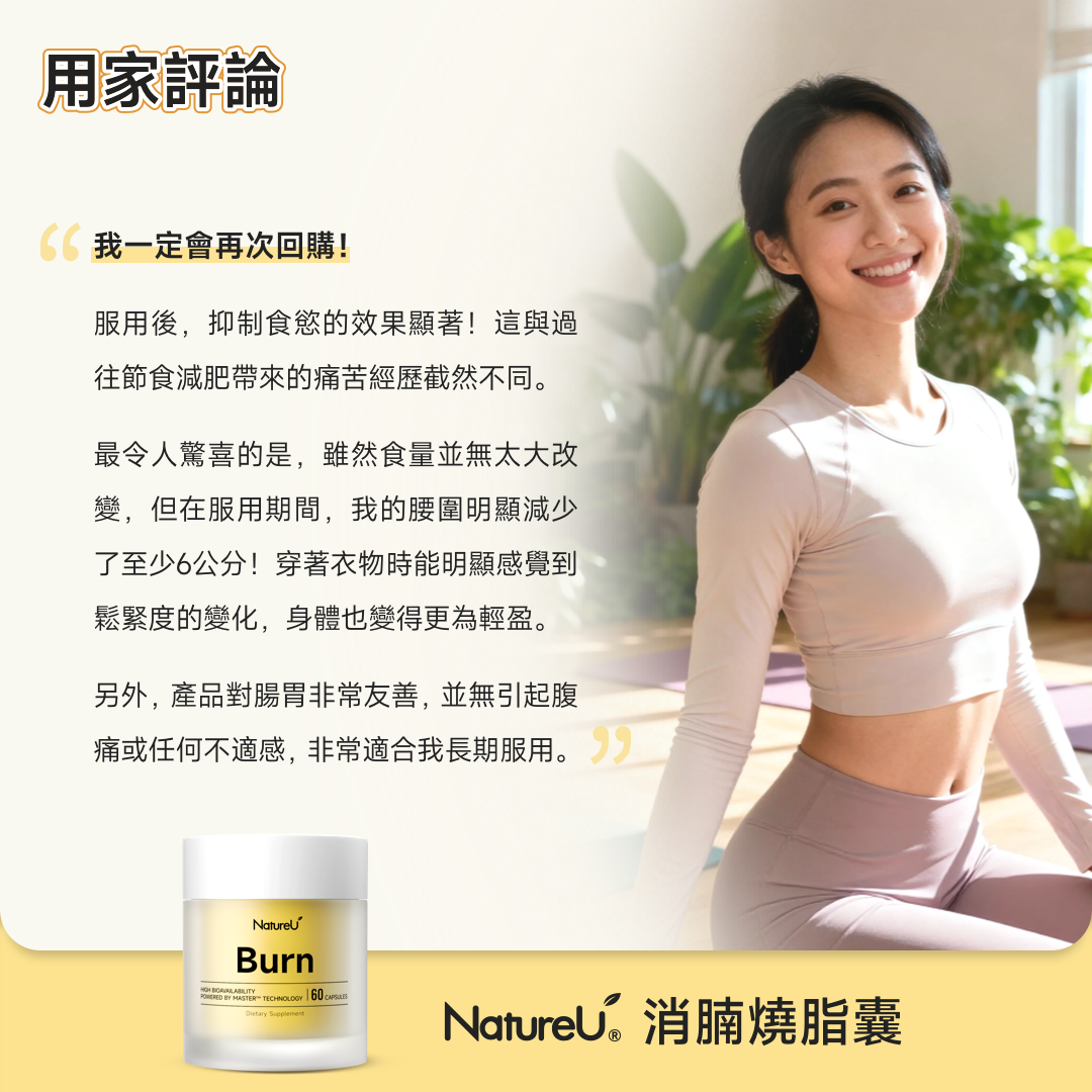 NatureU FitMaster® 高分子非洲芒果籽+綠茶萃取物+青咖啡+LG2055益生菌等 消腩燒脂囊 Body Burn Plus 60粒/瓶