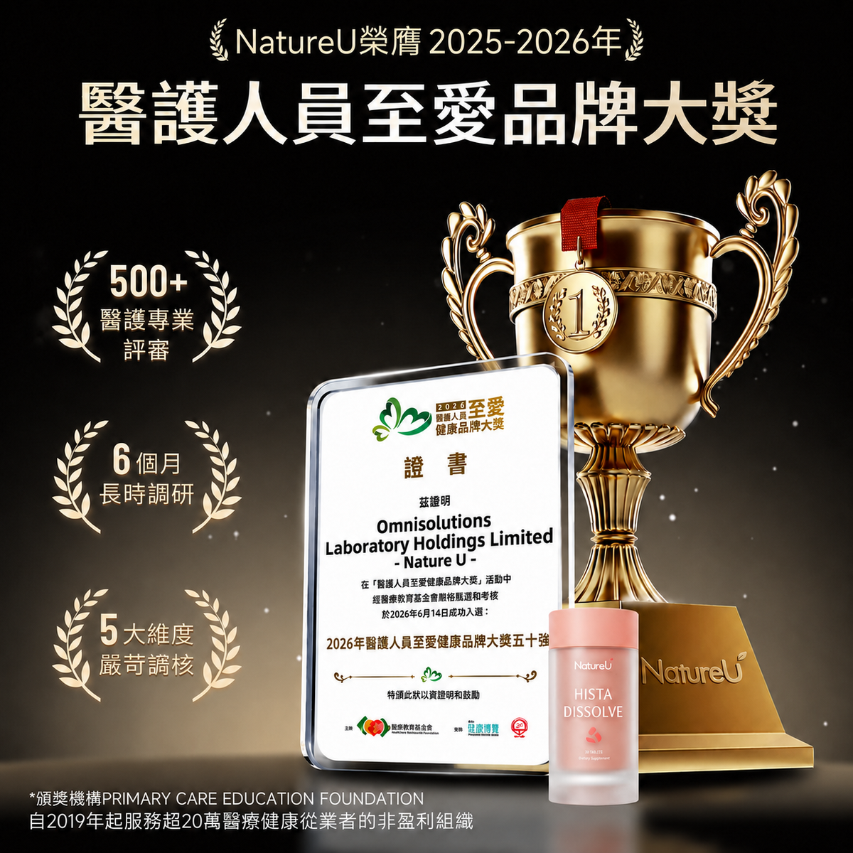 NatureU Hista Dissolve 抗組胺舒敏片 DAOMaster®+高分子VD+舒敏益生菌 30粒/瓶
